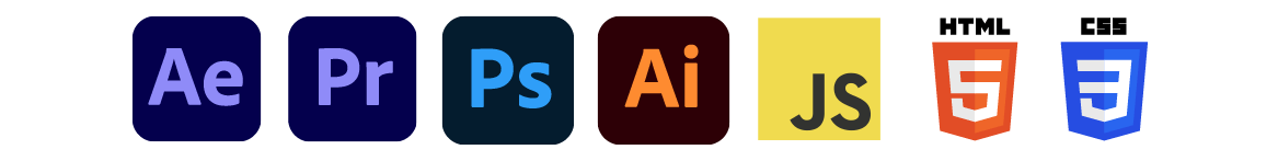 Tools used for this project:Adobe After Effects, Adobe Premiere Pro, Adobe Photoshop, Adobe Illustrator, Javascript, HTML, and CSS