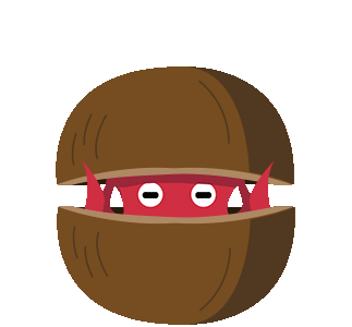 Loading GIF of octopus rolling in coconut shell before infograph loads in.